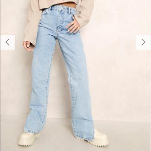 Boohoo Petite High Waist Slit Hem Jeans